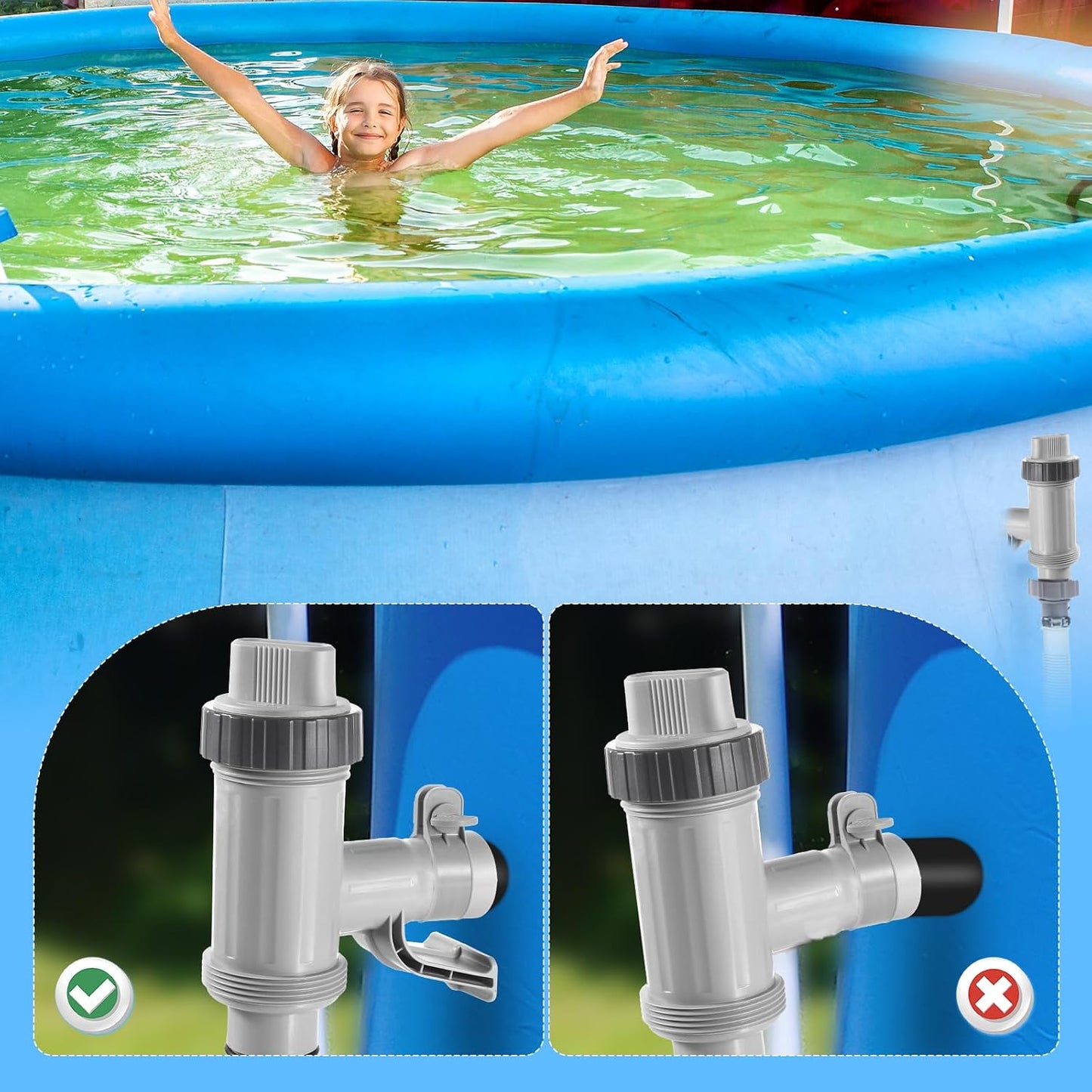2 in 1 Pool Hose Adapter Connector Swimming Pool Pump Filter Fitting