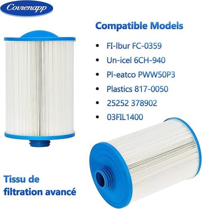 PWW50 Hot Tub Filter Cartridge, 2 Pack (Replaces FC-0359, 6CH-940)