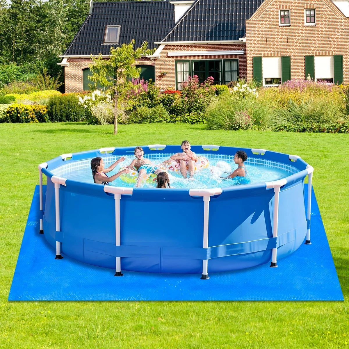 Pool Ground Cloth 274 x 274cm Waterproof Floor Protector Mat for Above Ground Pools & Hot Tubs