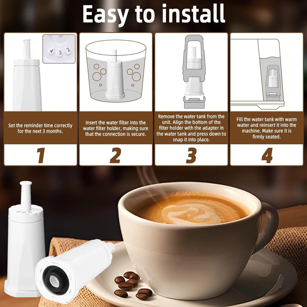 Coconut shell carbon water filter for Sage Barista Express