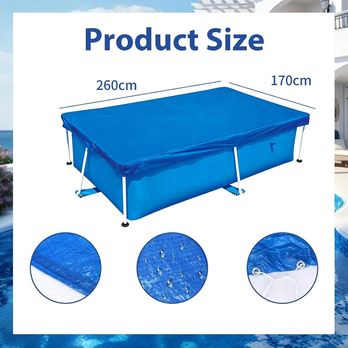Rectangular pool cover 260 x 170 cm - view 2