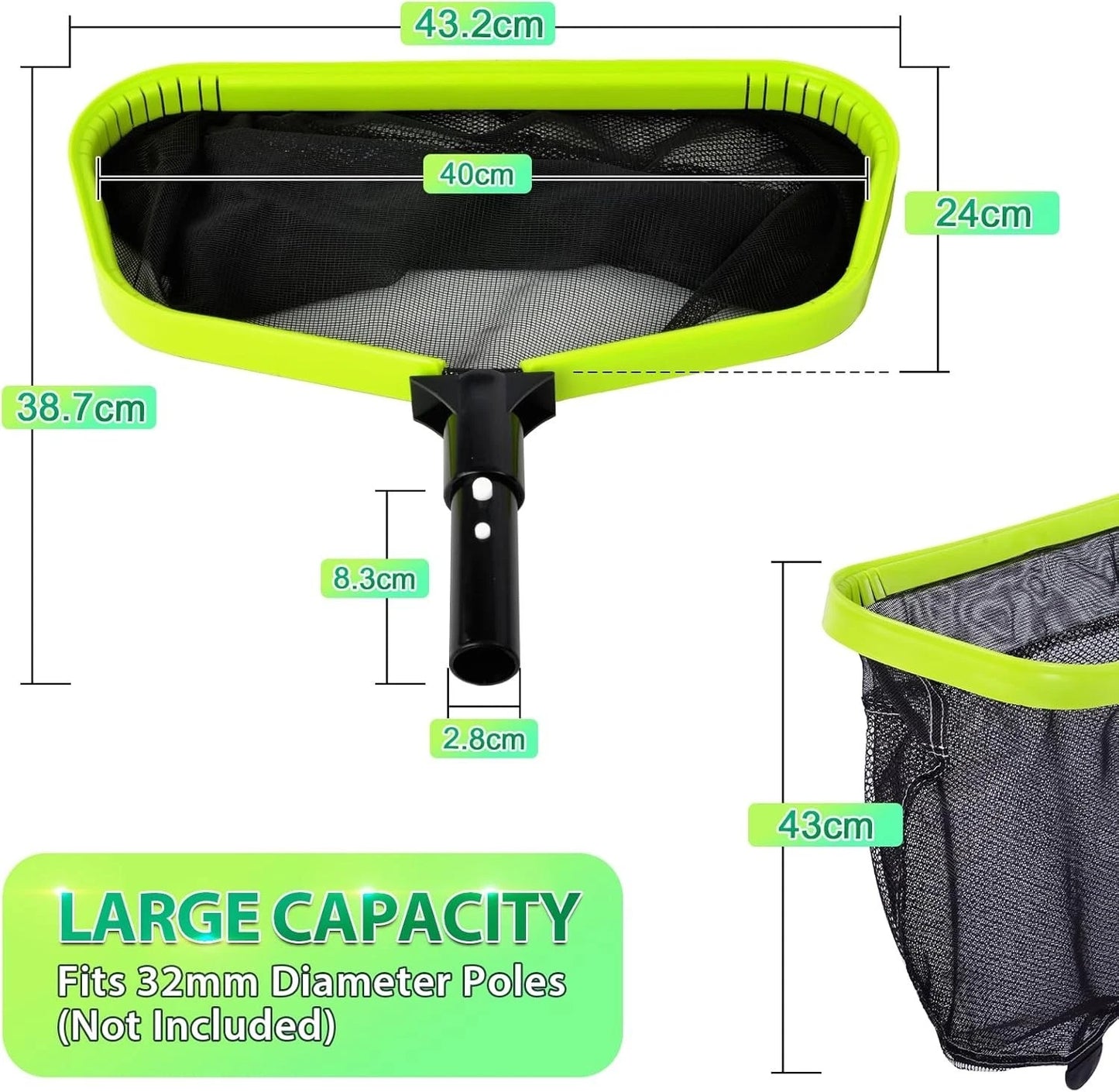 Pool Skimmer Net Double Layer , Heavy Duty